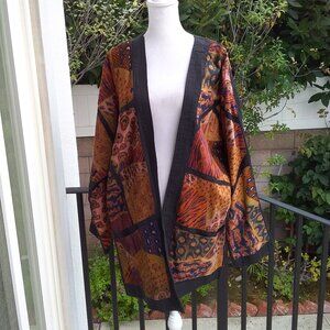 Rho Designs 100% Cotton Open Long Lagen Look Printed Jacket Art Teacher